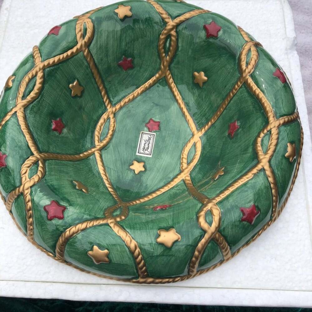 Fitz & Floyd Santa's List Santa's Bag Bowl 9"x5" New NIB Retired RARE Velvet bag